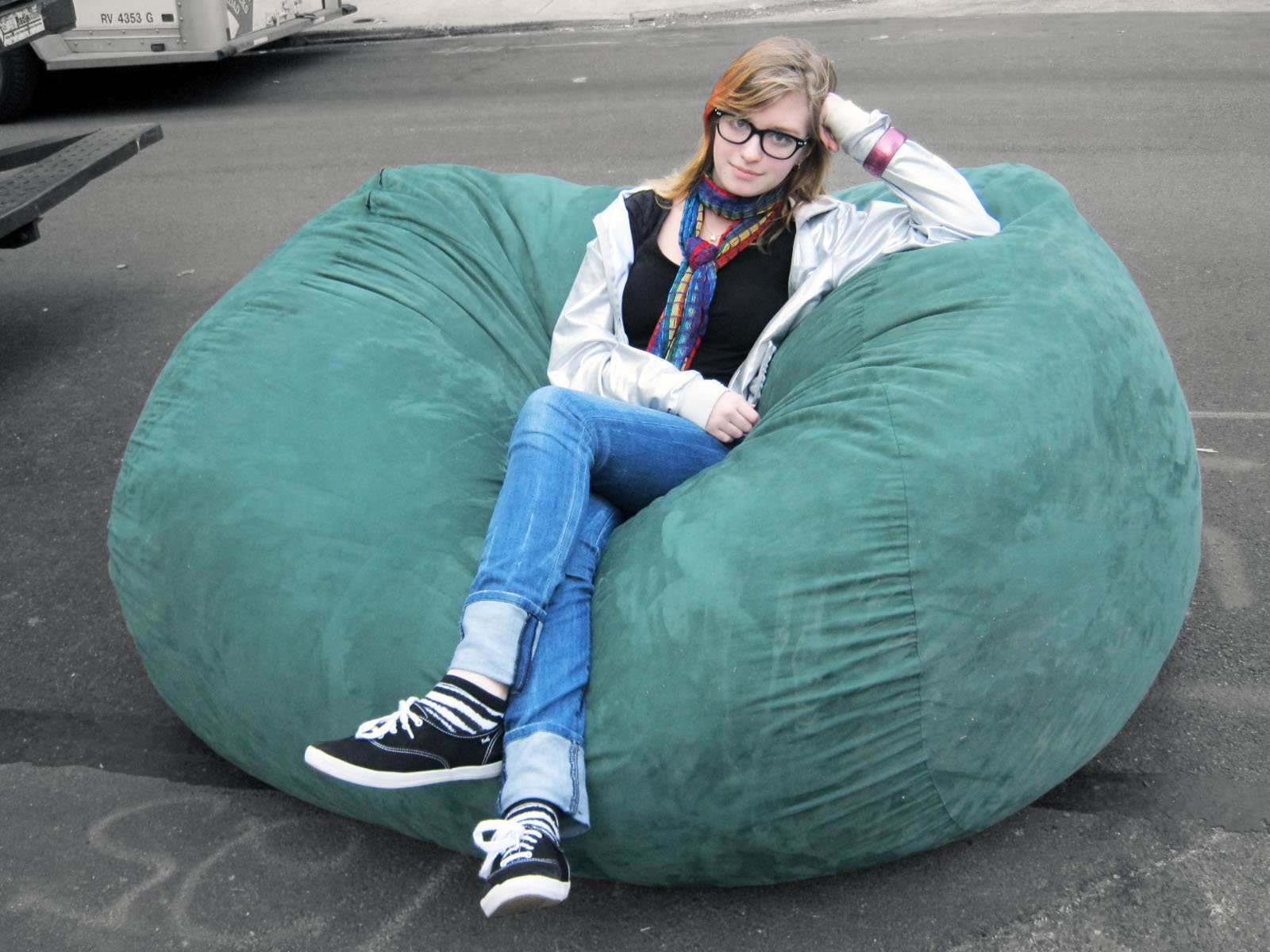 Uhuru Furniture & Collectibles Huge Green Bean Bag Chair SOLD