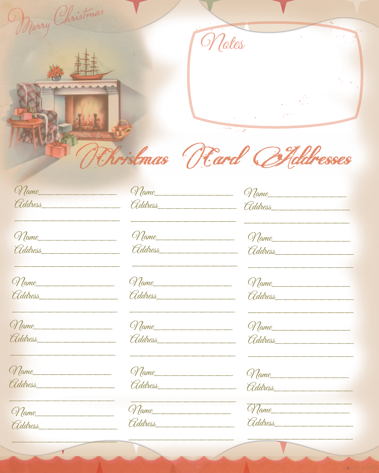 glenda's World Christmas Card Addresses