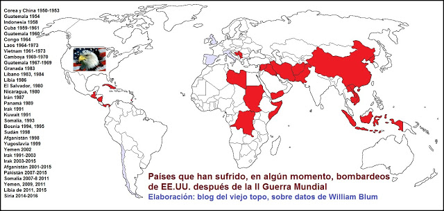 Lista de países bombardeados por Estados Unidos (por William Blum).