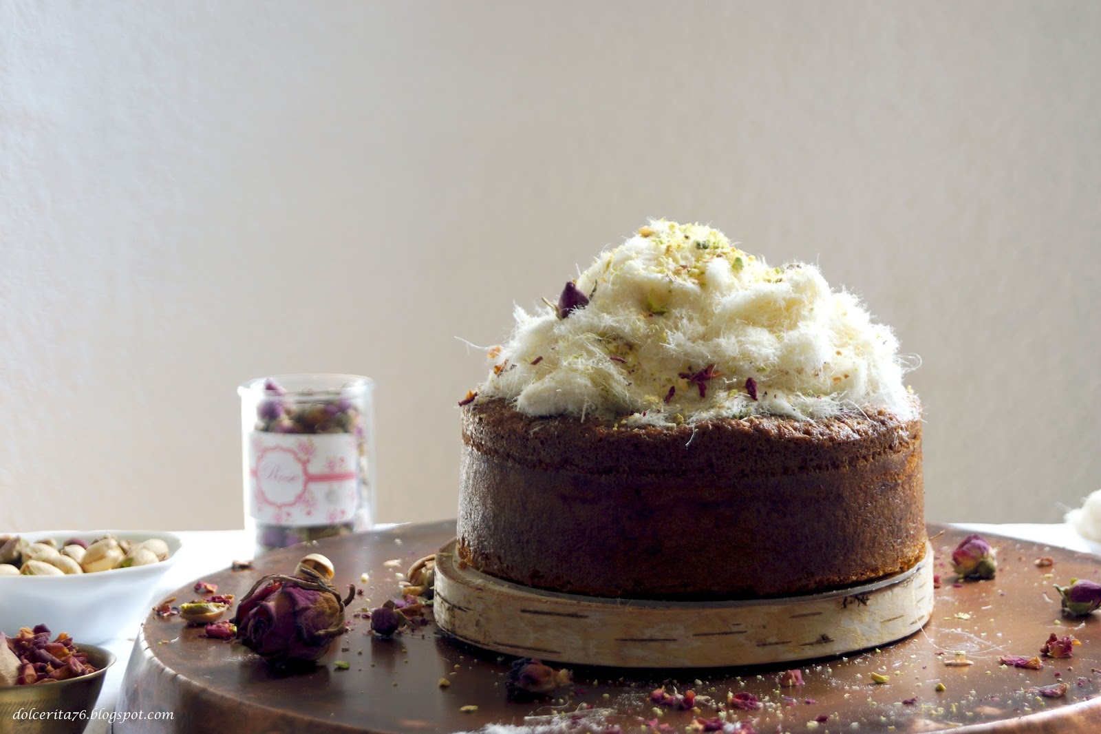 Dolce Rita Semolina, Pistachio and Rose Water Cake