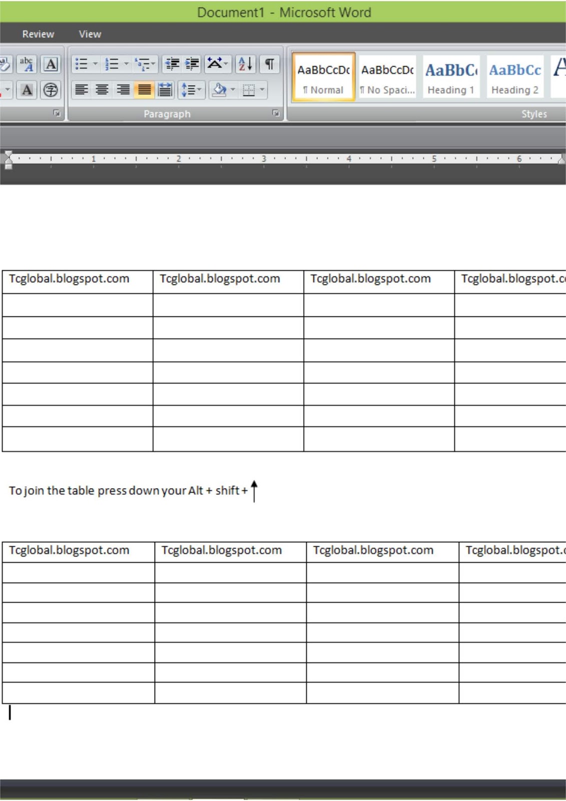 TonisConcept How to properly merge two tables in MS Word