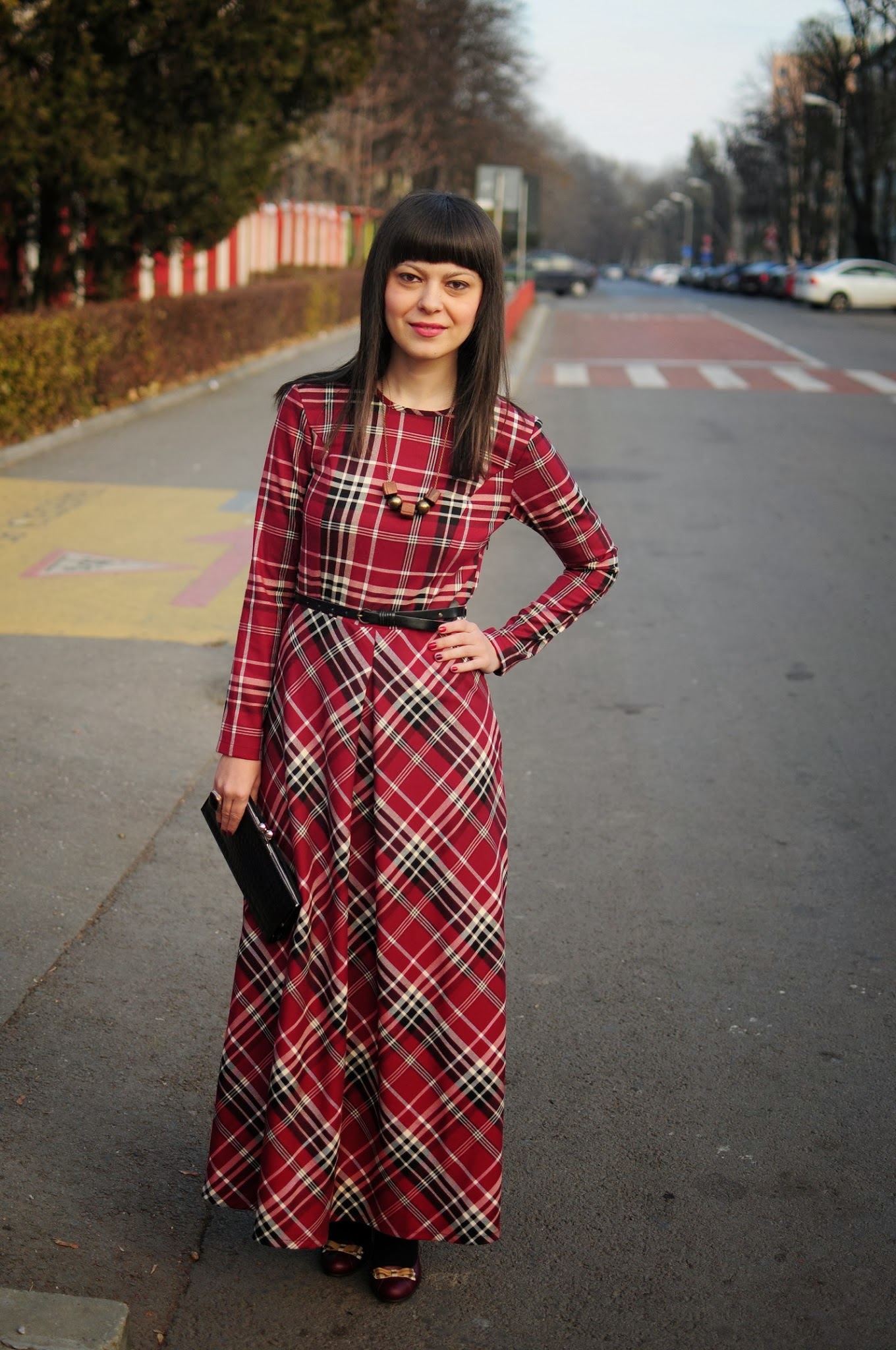 Miss Green has a new home Long plaid dress for Christmas