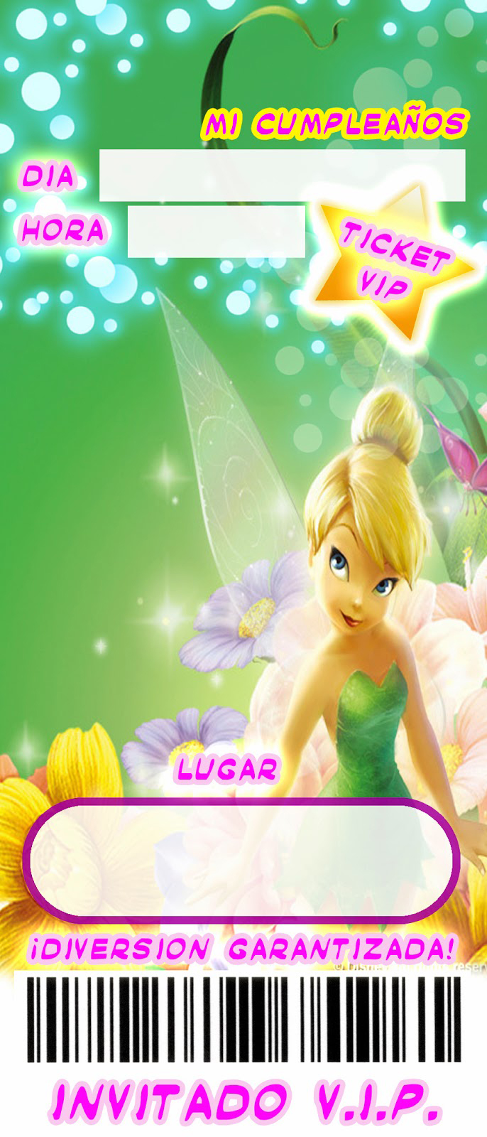 Invitación de Cumpleaños estilo Ticket con diseño de ...