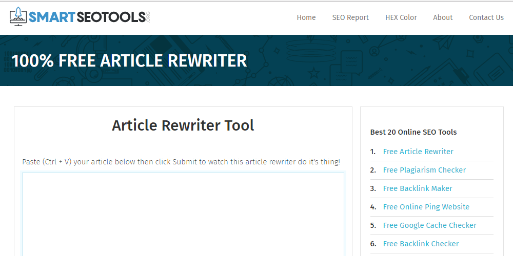 SmartSEOTools.org SmartSEOTools.org lets you rewrite the full content in few seconds