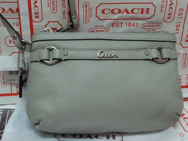 MAD FOR COACH: Coach Gallery Leather Medium Wristlet Purse Wallet Gray