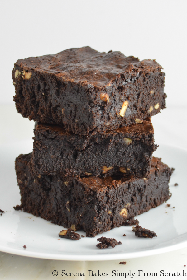 Dark Chocolate Homemade Fudge Brownie recipe are easy to make from Serena Bakes Simply From Scratch.
