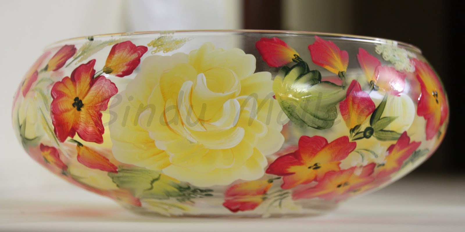 crazy for colors! Hand painted glass bowls...