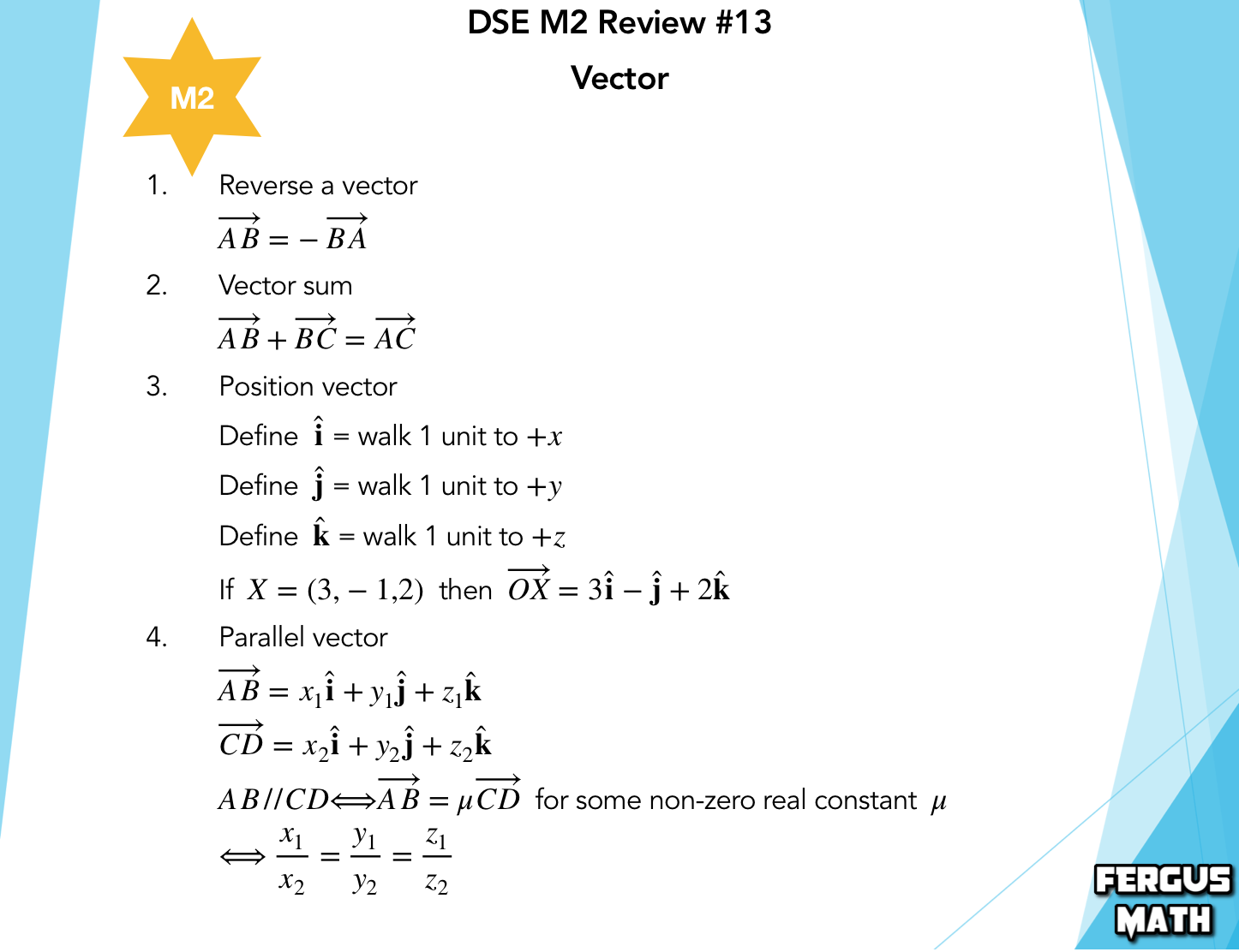 Fergus Sir Mathematics: M2 Review - Chapter 13 Vector
