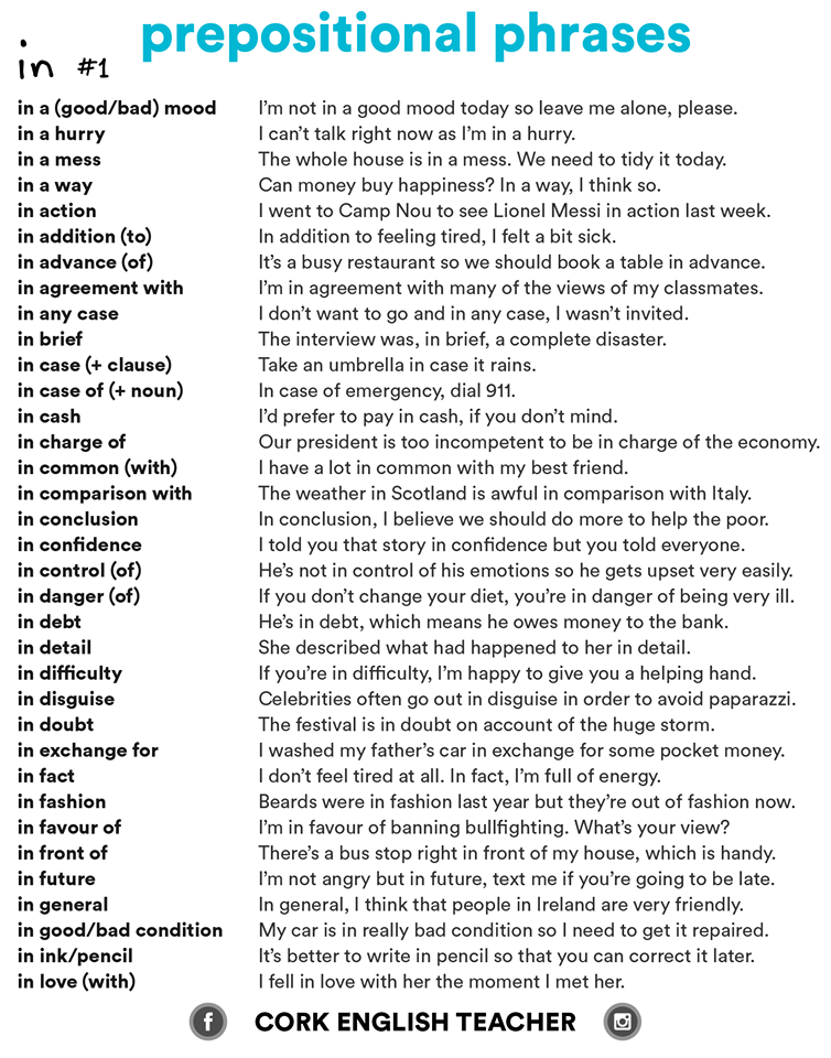 Prepositional Phrases IN Click On Image For Clear Picture