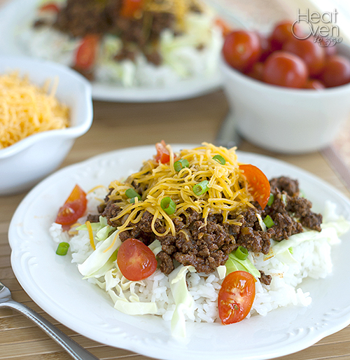 Taco Rice ~ Heat Oven to 350