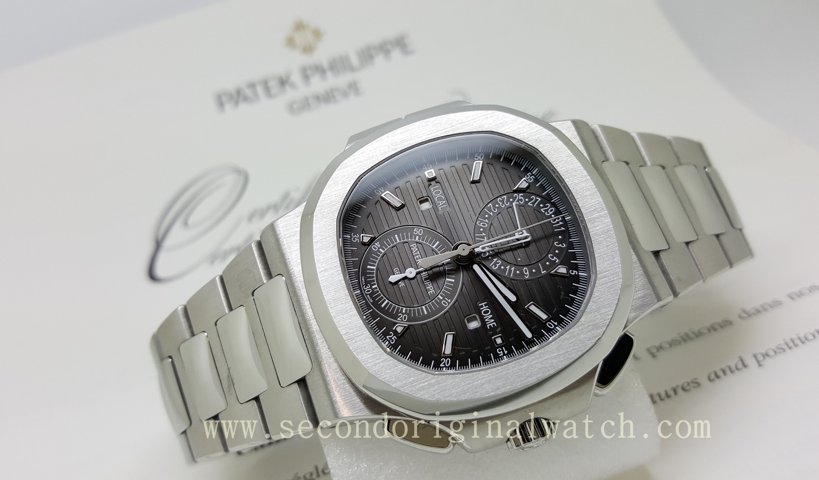 Jual Jam Tangan Second Original Tarik Tunai Kartu Kredit Sold Patek Philippe Nautilus Travel Time Chronograph Pp 5990 1a 2014