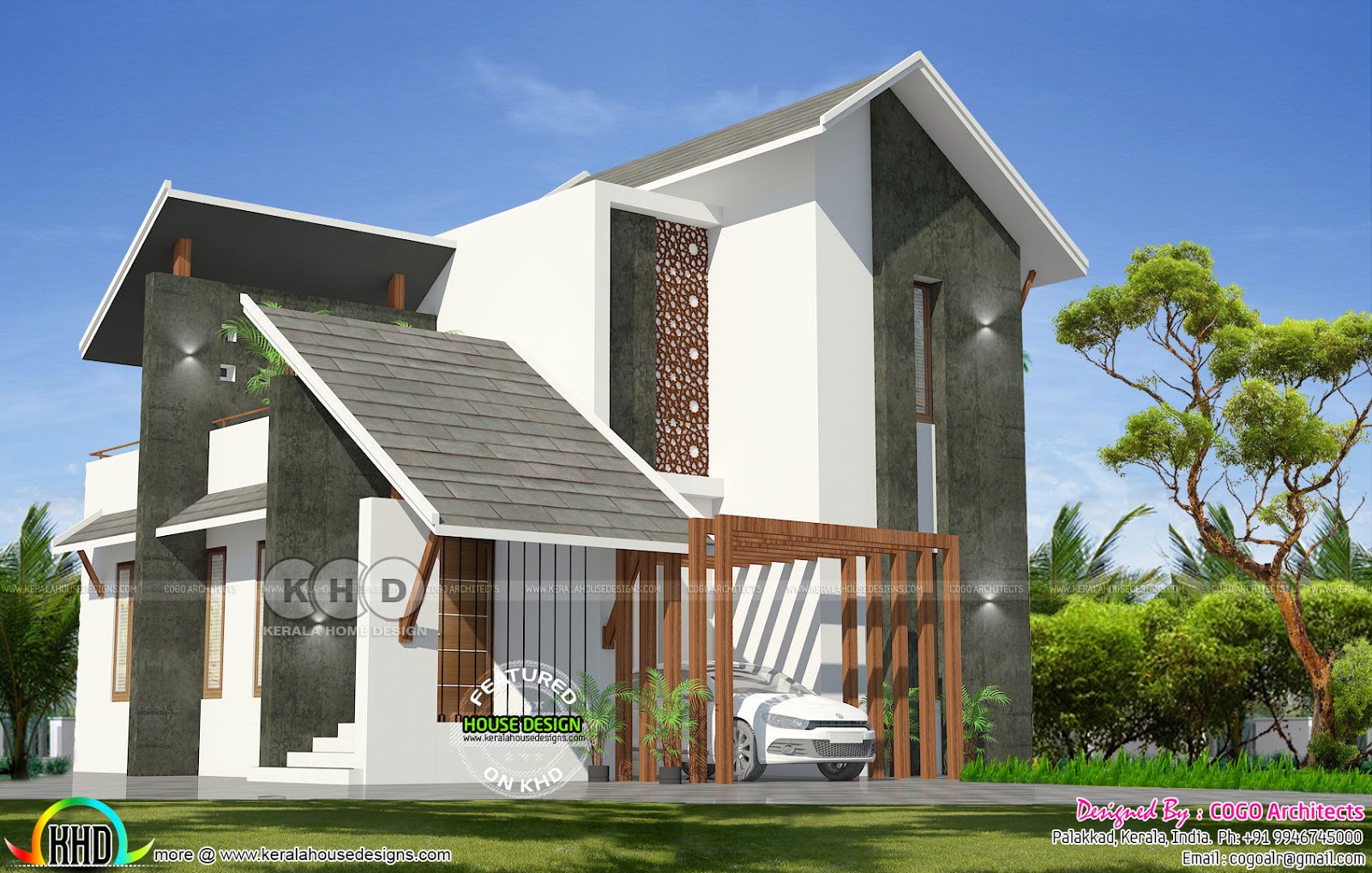 Mixed Roof Modern Contemporary 1200 Sq Ft Kerala Home