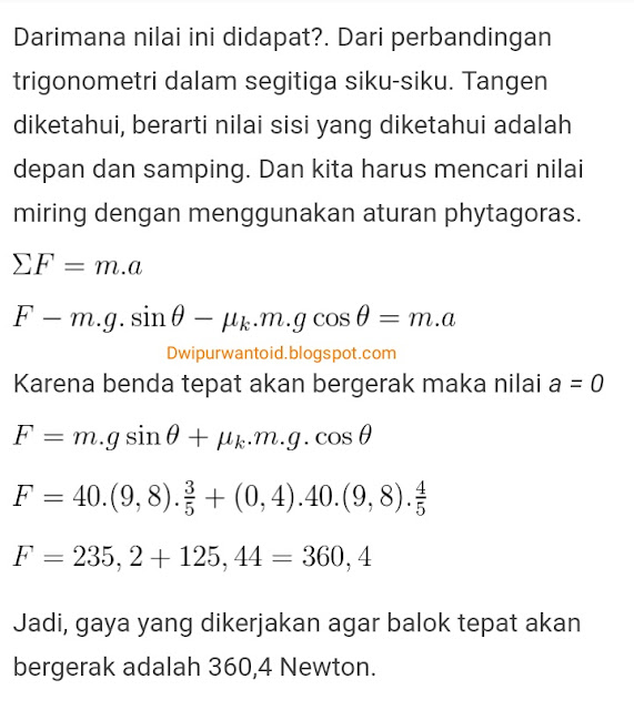 Contoh Soal Cara Menghitung Gaya / Usaha yang dilakukan