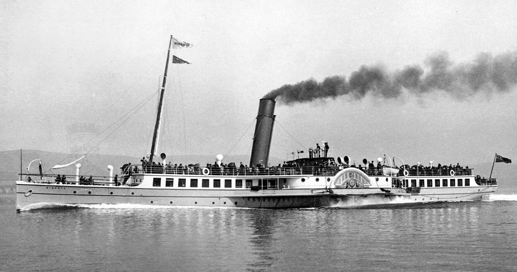 Tour Scotland: Old Photograph Paddle Steamer Minerva River Clyde Scotland