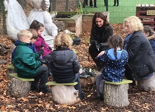 Kate Middleton wore Barbour Ladies Jacket, Temperley London Honeycomb Sweater, Penelope Chilvers Boots