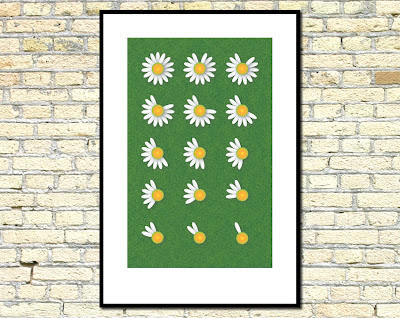 daisy poster framed on wall