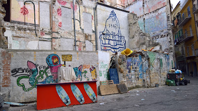 Street art on walls around central Palermo.