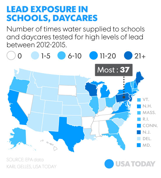 Map of Lead Exposure in Schools & Daycares