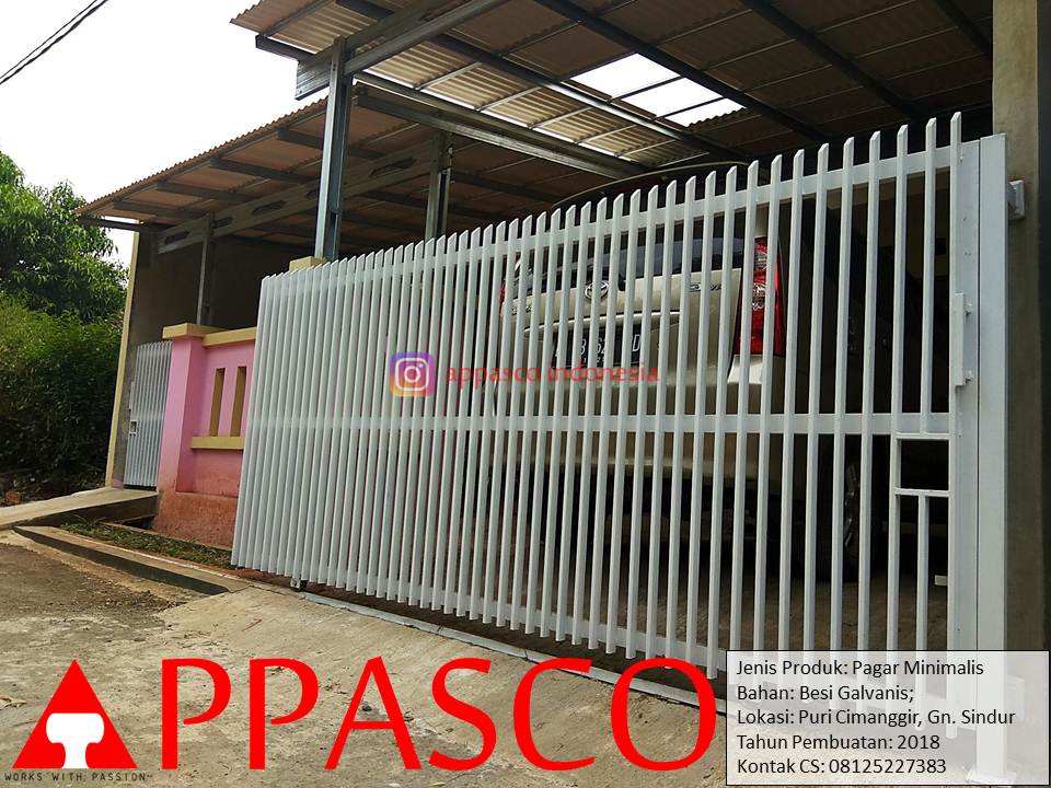 Pagar Minimalis Besi Galvanis Garis Vertikal di Puri Cimanggir Gunung