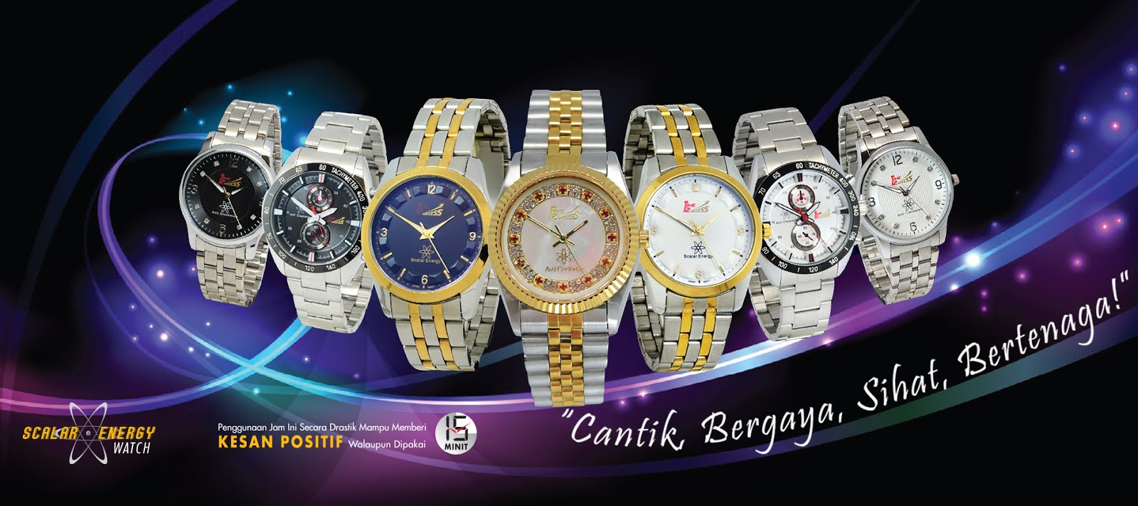 jam tawaf terapi anti clock wise scalar energy wrist watch titanium vital ion nano time 2 success