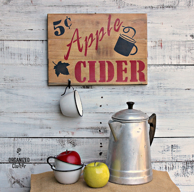 Garage Sale Cutting Board To Fall Apple Cider Sign #oldsignstencils #stencil #applecider #falldecor