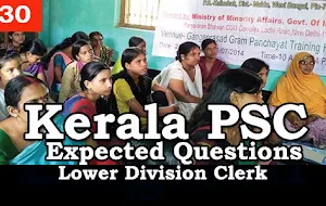Kerala PSC - Expected/Model Questions for LD Clerk - 30