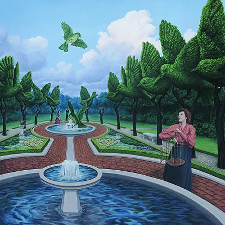 Rob Gonsalves aplicando ilusões de óptica na pintura 