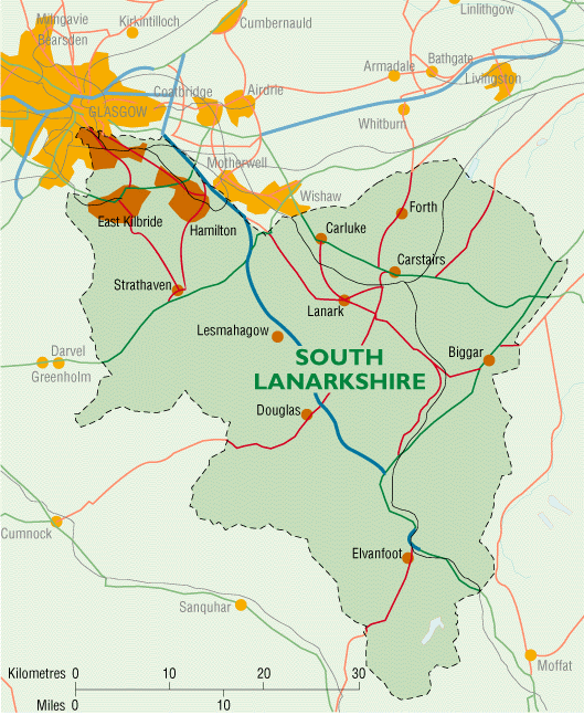 Map of South Lanarkshire Province Area