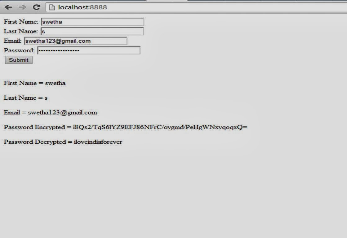 Jsp java password encrypt and decrypt example