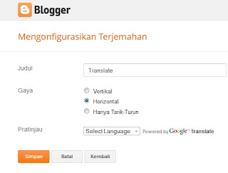 Widget Terjemahan Blogger