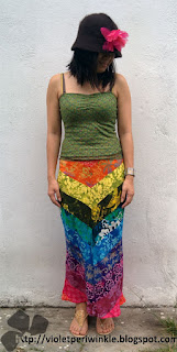rainbow batik hippie skirt patchwork scrap material tie dye