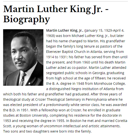 PARTS OF THE HOUSE - PAST SIMPLE - MARTIN LUTHER KING JR.