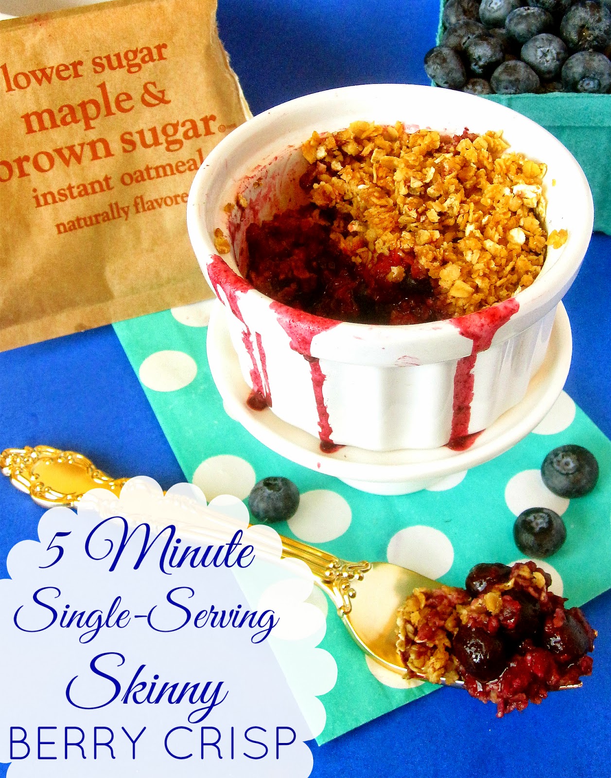 {VIDEO} 5Minute Skinny Microwave Berry Crisp in a Mug (with sugarfree, glutenfree and dairy
