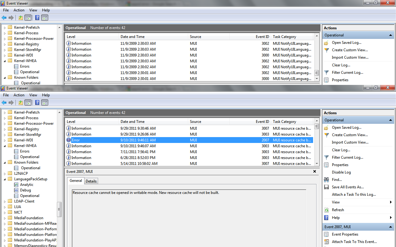 Troubleshooting Windows Errors And Solutions Event 2007 MUI Windows 7
