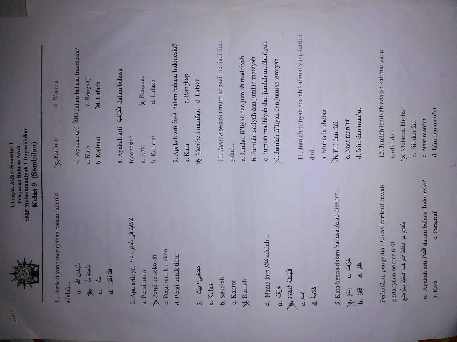 Populer Kunci Jawaban Bahasa Arab Kelas 9 Mts Paling Dicari
