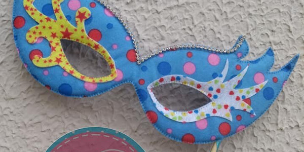 Mascara de Carnaval de Feltro com Molde Decoração de Festa a Fantasia