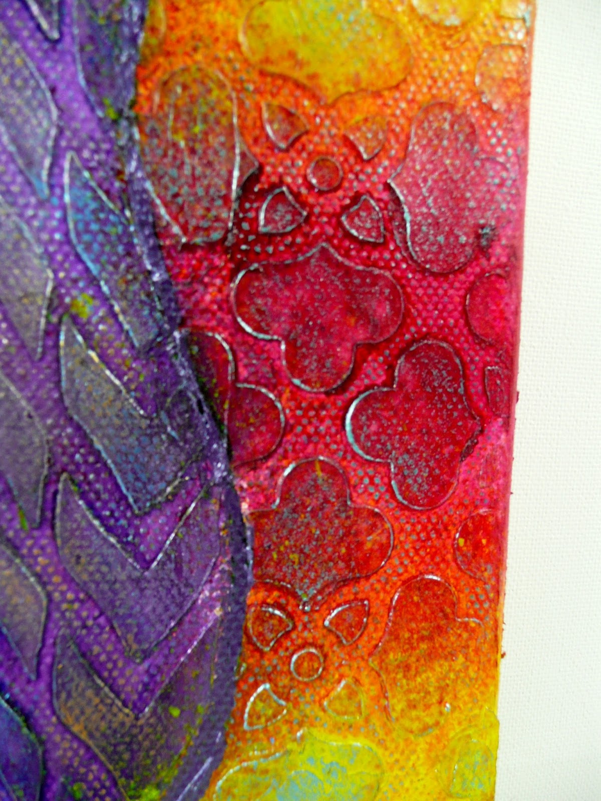 MONIQUE'S PRETTY DARK ART canvas with modeling paste