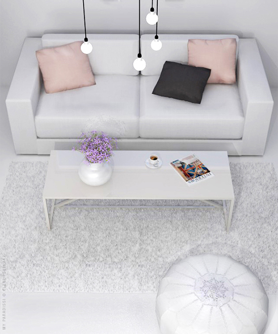 White living room visualization | My Paradissi © Eleni Psyllaki