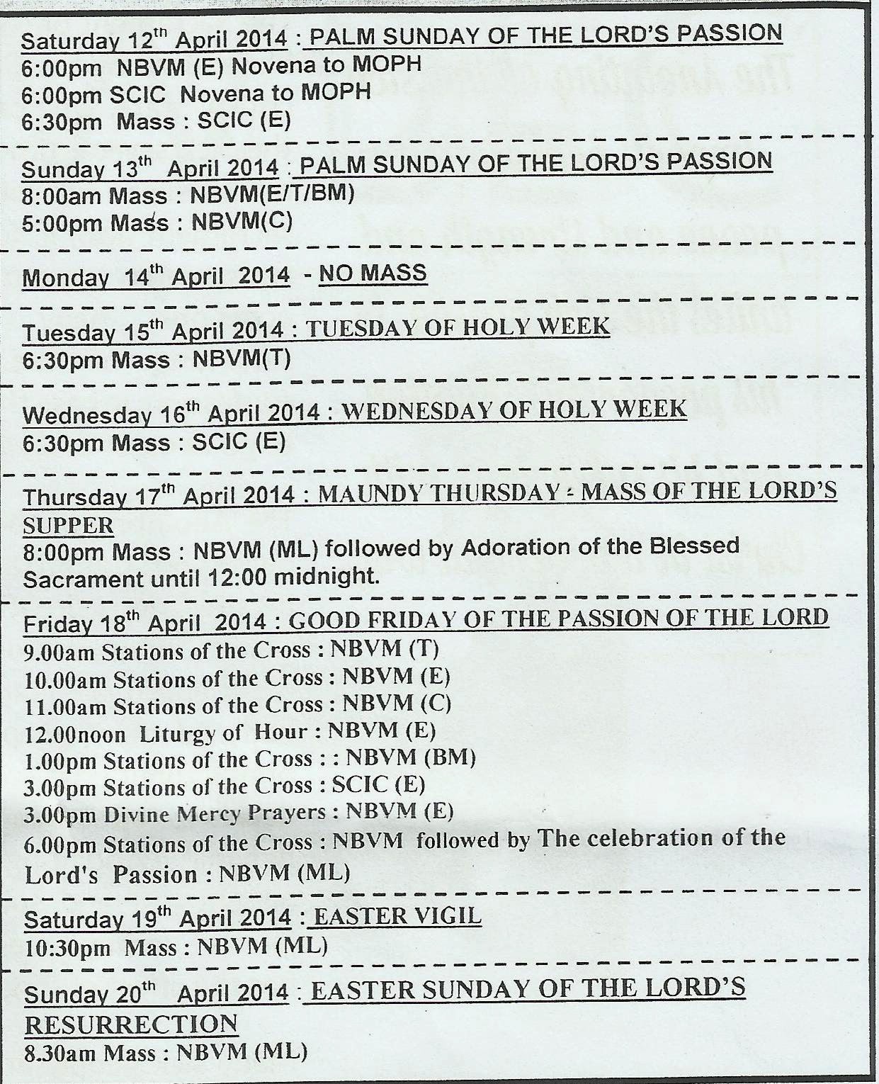 Faithful Resources for all Christian Holy Week * 2014 * Church of the