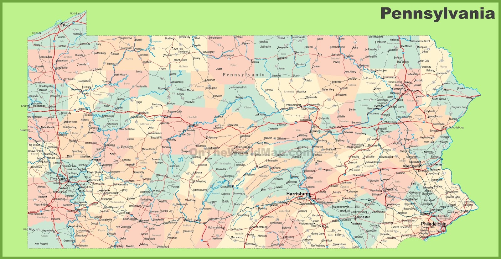 Map Of Pennsylvania State Map Of Usa