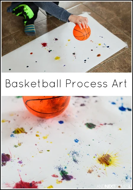 March Madness inspired basketball process art for kids from And Next Comes L
