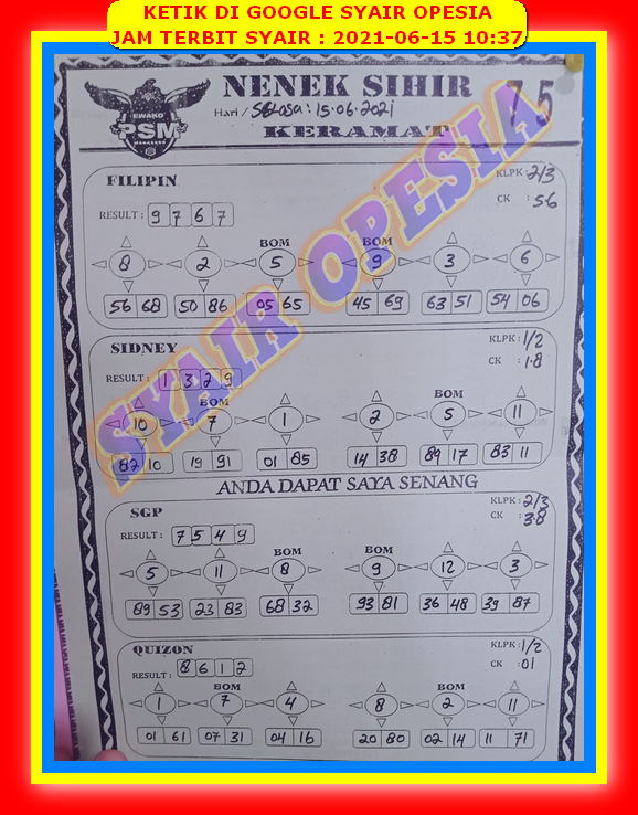 24 Syair opesia sdy besok