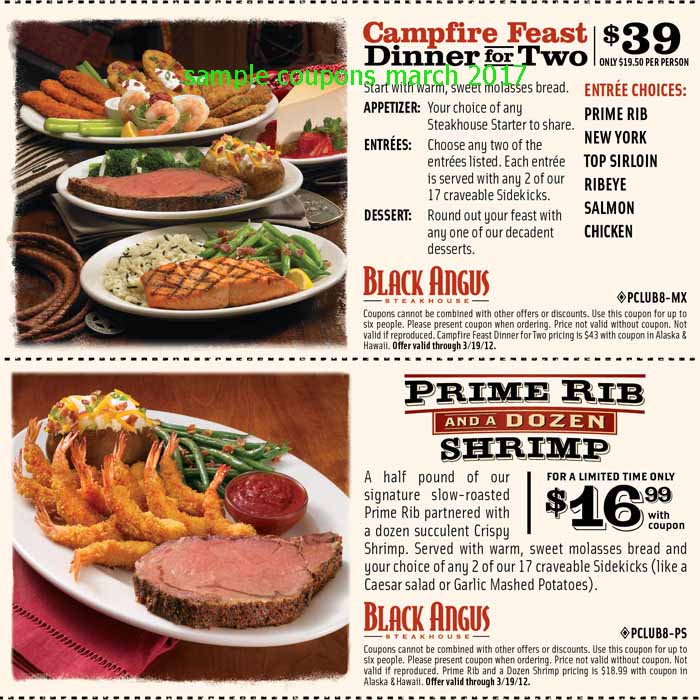 Printable Coupons 2018 Black Angus Steakhouse Coupons