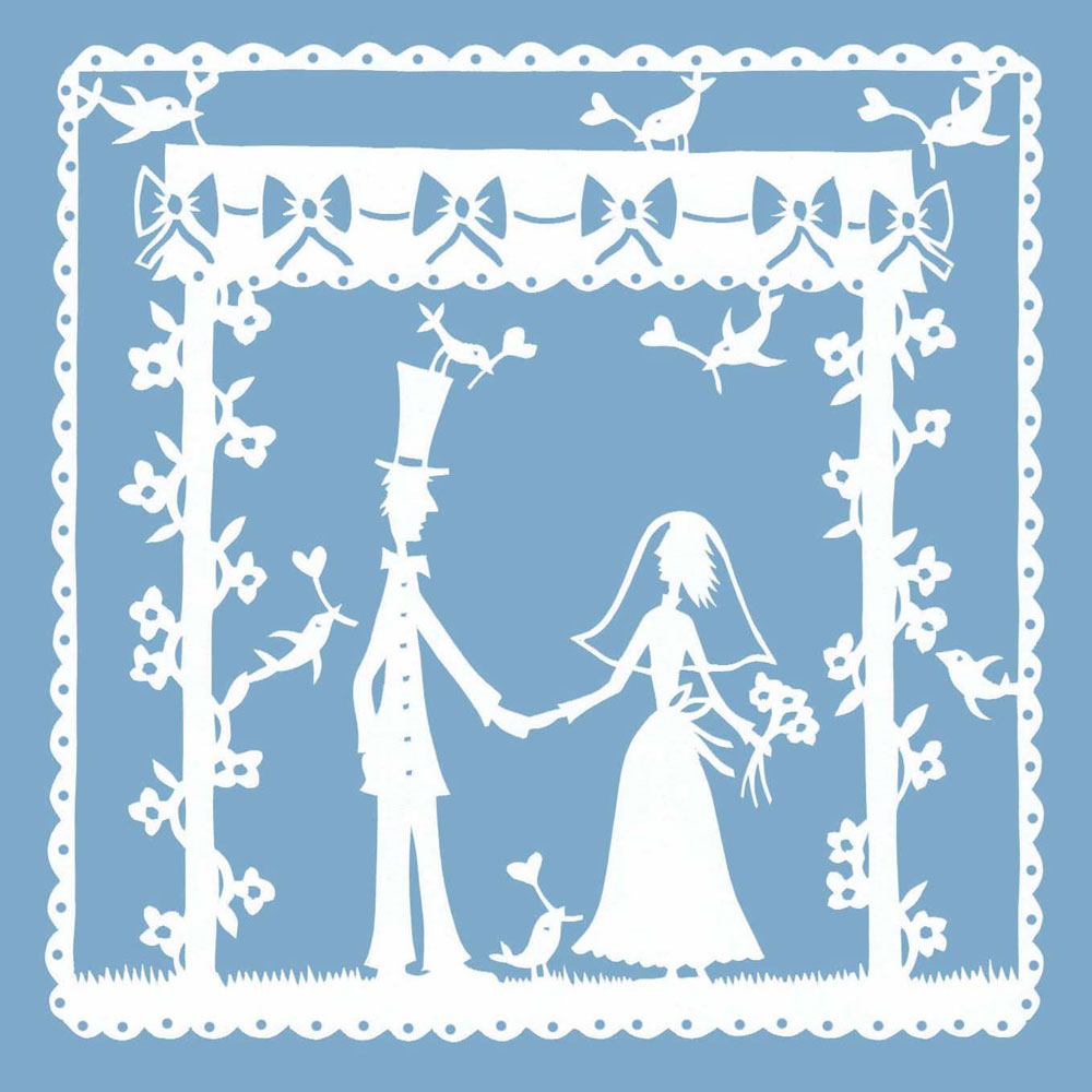 Folk Art Papercuts by Suzy Taylor Wedding papercut (11cm x 11cm)