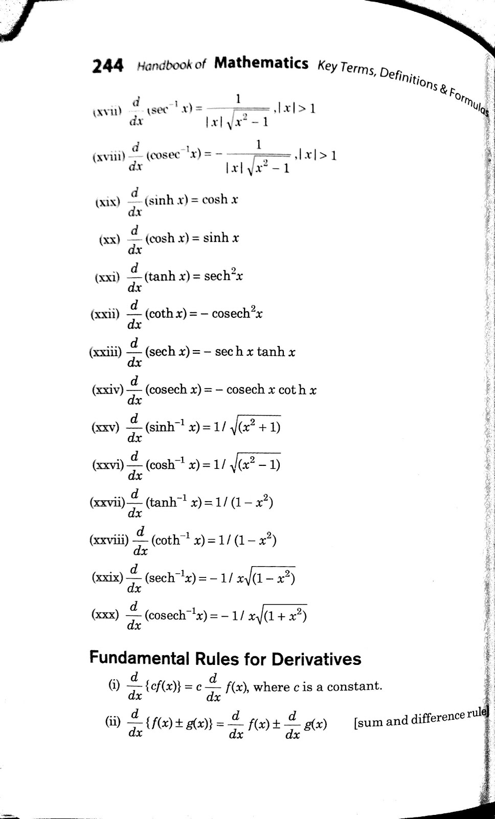 Math Formula Chart 12th Grade