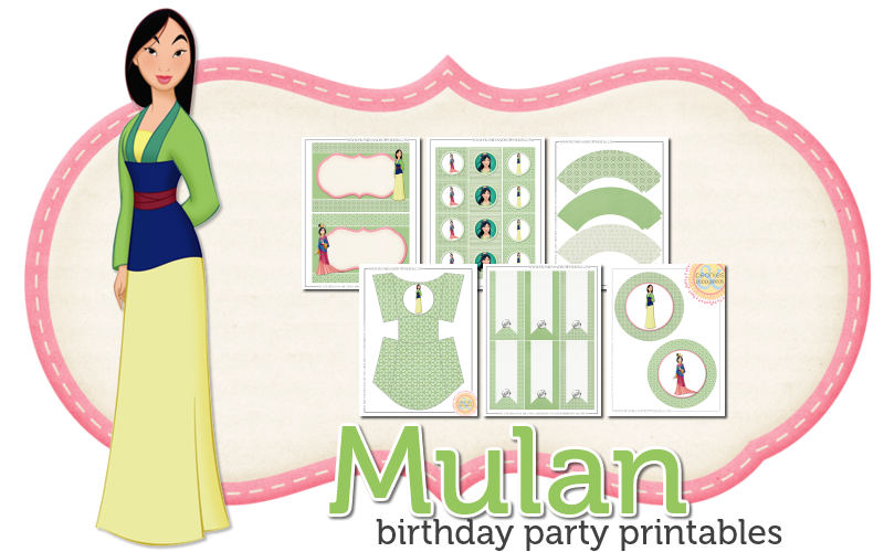 Imprimible gratis de Mulán - Fiesta de princesas