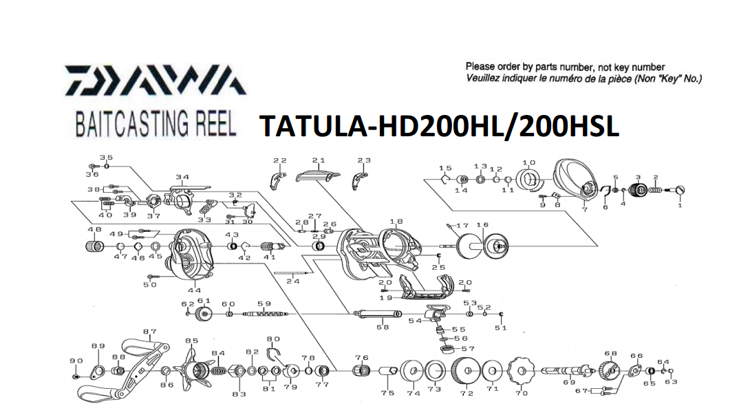 daiwa tatula 200HD schematics | most complete fishing reels schematics