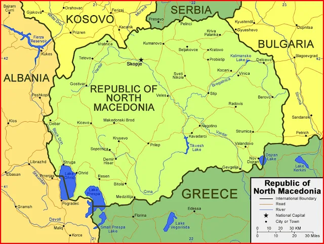 image: Republic of North Macedonia Map High Resolution