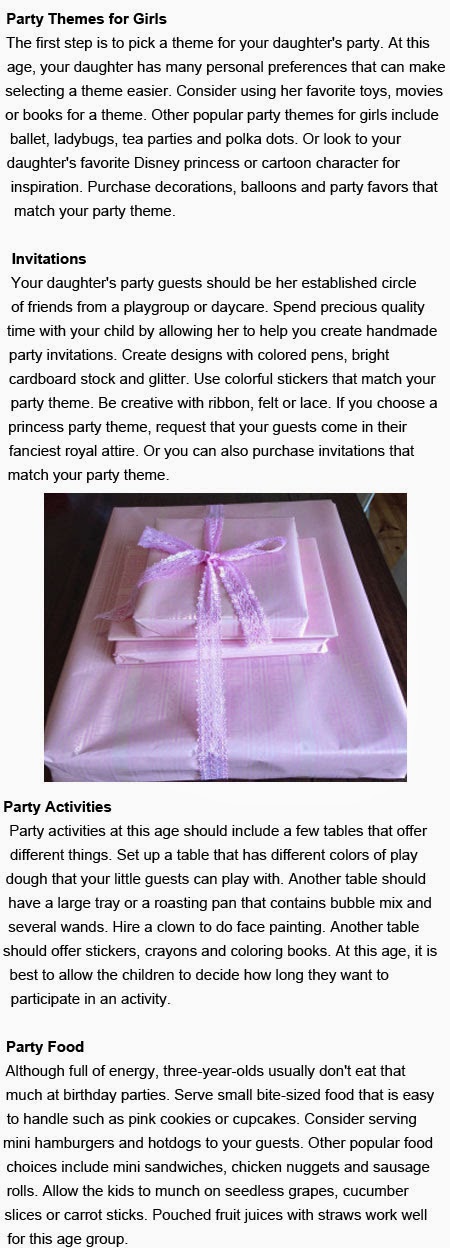 3 year old girl birthday party ideas