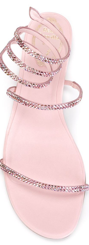 RENE CAOVILLA Crystal Embellished Sandals in Rose